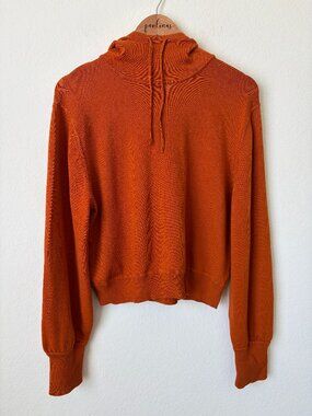 Athleta x Alicia Keys Sweater Womens Small Burnt Orange Hooded Thumb Hole Top S
